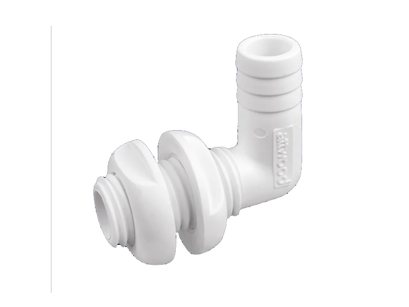 Attwood White Plastic 90 Degree Thru-Hull Connector - 1-1/8" Inner Diameter