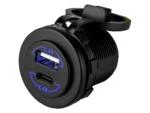 Sea-Dog Round Dual USB & USB-C Power Socket