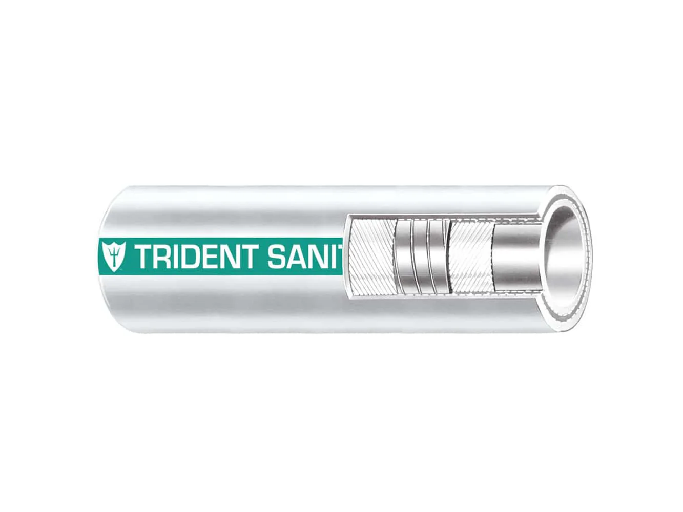 Trident Marine 1-1/2" x 50' Coil Premium Marine Sanitation Hose - White w/Green Stripe