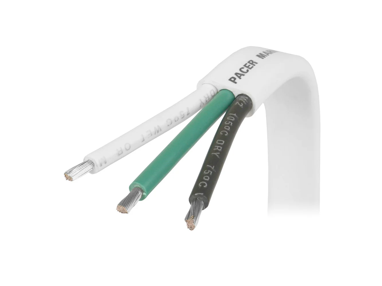 Pacer White Triplex Cable - 14/3 AWG - Black/Green/White - Sold by the Foot