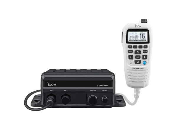 Icom M410BB GW 11 Black Box VHF w/White Command Mic & 2 Command Mic Ports