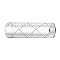 Trident Marine 1" x 50' Clear Reinforced PVC Hose Tubing - Red & Blue Tracer