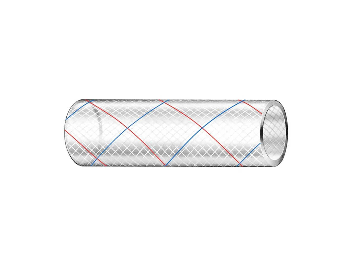 Trident Marine 1" x 50' Clear Reinforced PVC Hose Tubing - Red & Blue Tracer