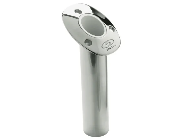 C.E. Smith Flush Mount Rod Holder - 30 Degree & 9" Depth - Stainless Steel - Cast Bottom - White Vinyl Liner