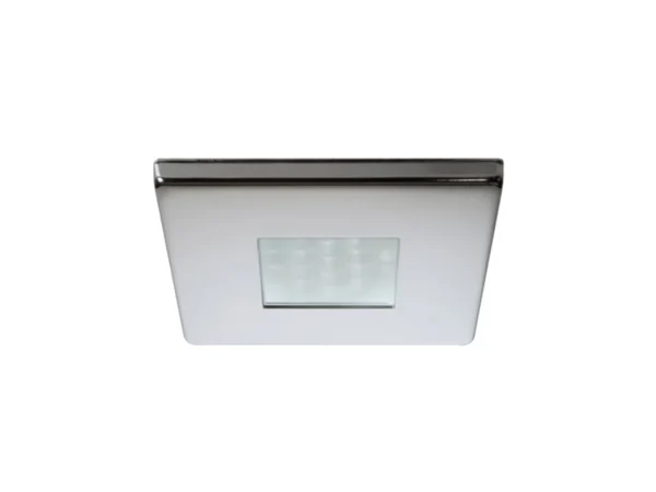 Quick Edwin C Downlight LED - 2W, IP66, Screw Mounted - Square Stainless Bezel, Square Warm White Light