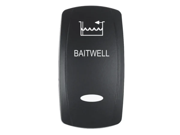 Pacer Actuator - 'BAITWELL' f/V Series Contura Switches - Black - Laser Etched (Top/Bottom Light)