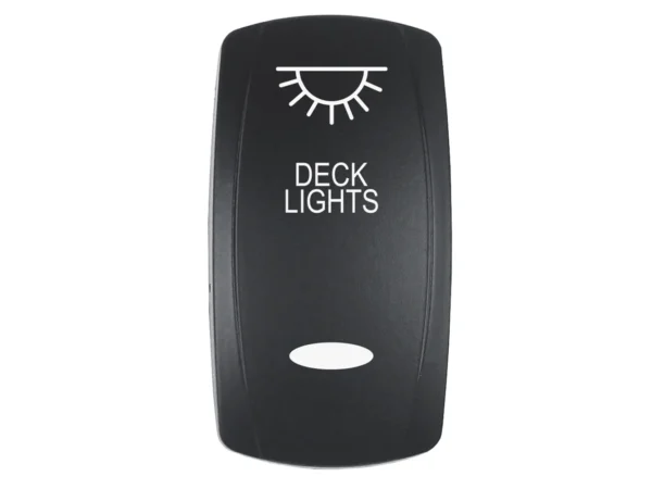 Pacer Actuator - 'DECK LIGHTS' f/V Series Contura Switches - Black - Laser Etched (Top/Bottom Light)