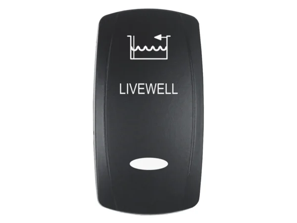 Pacer Actuator - 'LIVEWELL' f/V Series Contura Switches - Black - Laser Etched (Top/Bottom Light)