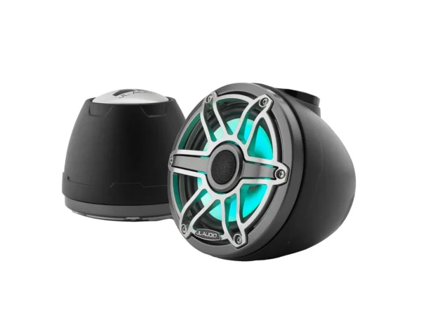 JL Audio M6 VeX™ Series 6.5" Enclosed Coaxial Speakers w/RGB LED Lighting & Titanium Sports Grilles - M6-650VEX-Mb-S-GmTi-i