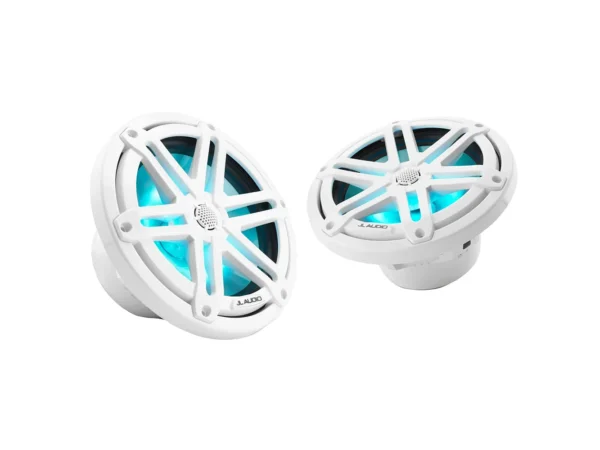 JL Audio M3 Series 7.7" Marine Coaxial Speakers w/Gloss White Sport Grilles w/RGB LED Lighting - M3-770X-S-Gw-i