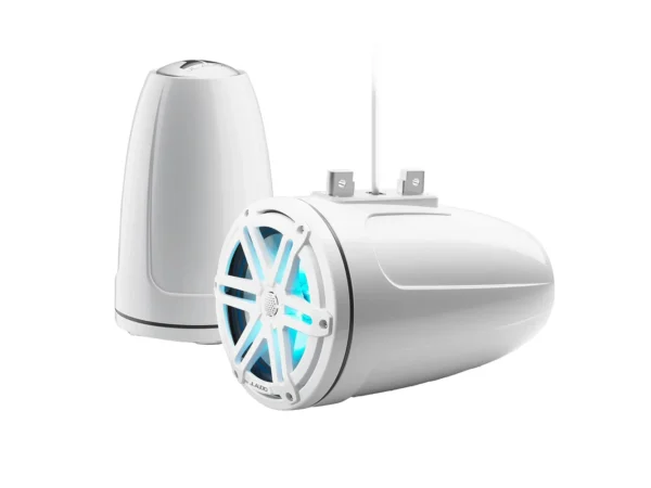 JL Audio M3 Series 7.7" Enclosed Tower Coaxial System w/Gloss White Sport Grille & RGB LED Lighting - M3-770ETXv3-Gw-S-Gw-i