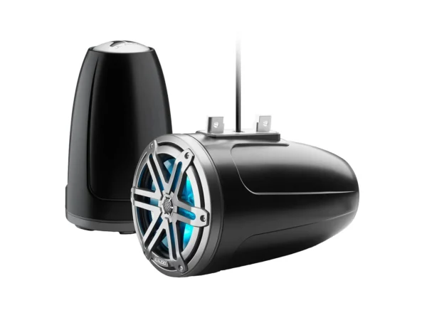JL Audio M3 Series 7.7" Enclosed Tower Coaxial System w/Grey Metallic Sport Grille & RGB LED Lighting - M3-770ETXv3-Sb-S-Gm-i
