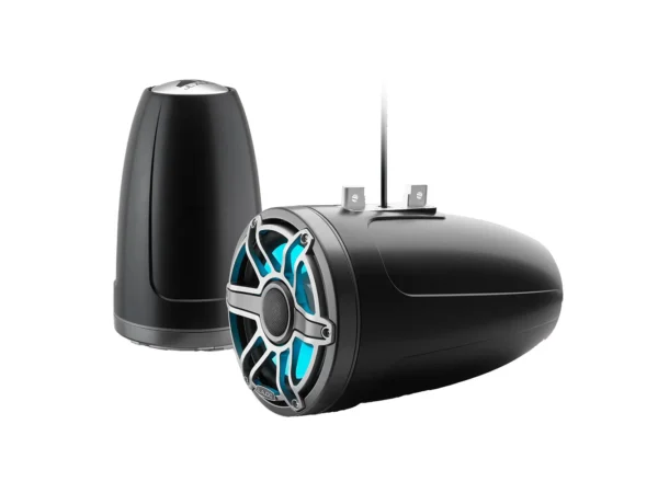JL Audio M6 Series 8.8" Enclosed Tower Coaxial System w/Titanium Sport Grille & Transflective™ LED Lighting - M6-880ETXv3-Sb-S-GmTi-i