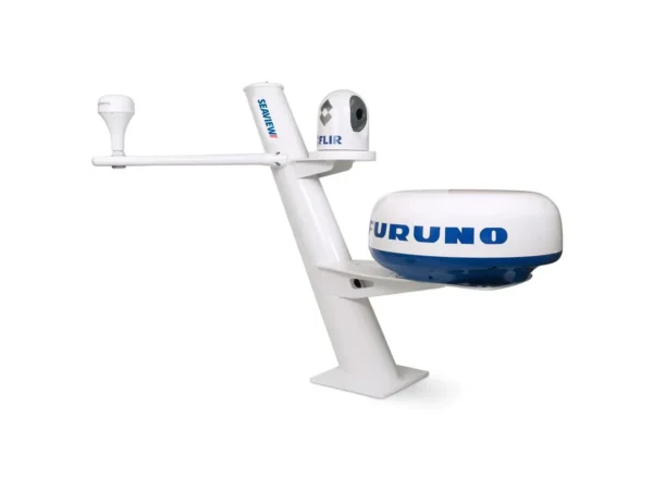 Seaview 30" Tapered Closed Dome Aft Leaning Radar Mount w/Camera/Searchlight Mount, Removable Spreaders & 10x10 Base Plate