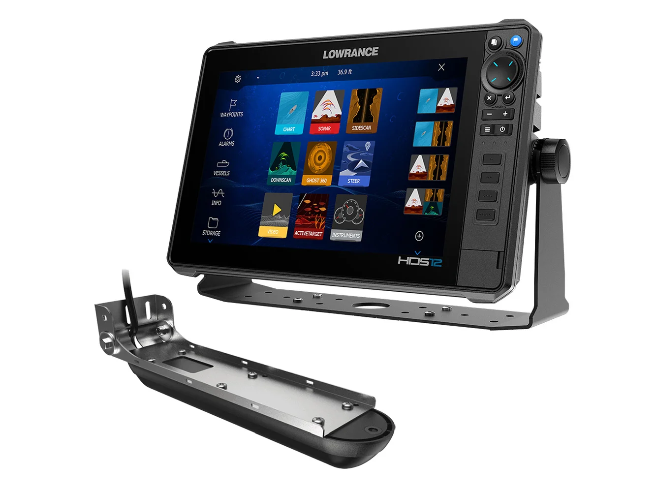 Lowrance HDS PRO 12 w/Preloaded C-MAP DISCOVER OnBoard & Active Imaging 3-in-1 Transom Mount Transducer