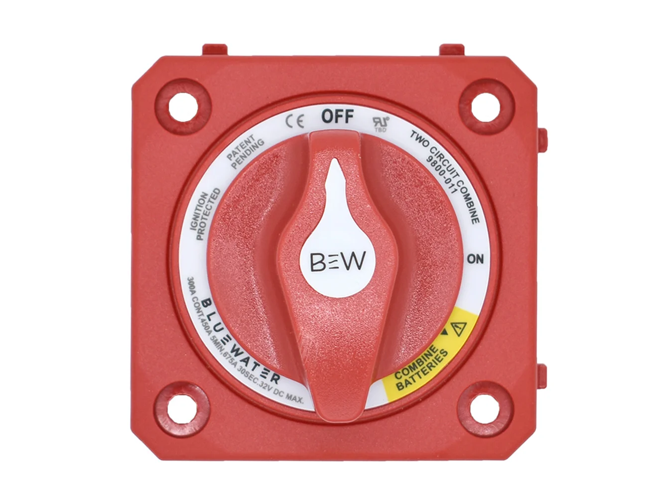 Bluewater Off/On Combine Battery Switch w/o Base - Panel Mount - Red