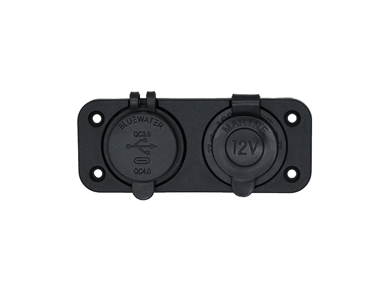 Bluewater Dual USB/USB-C 12V Combo Receptacle w/Plate