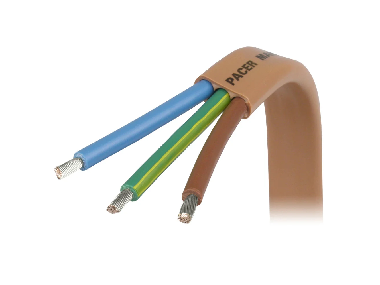 Pacer 6/3 AWG Triplex "Euro" Cable - Tan Jacket - Brown, Green/Yellow, & Light Blue Conductors - 100'