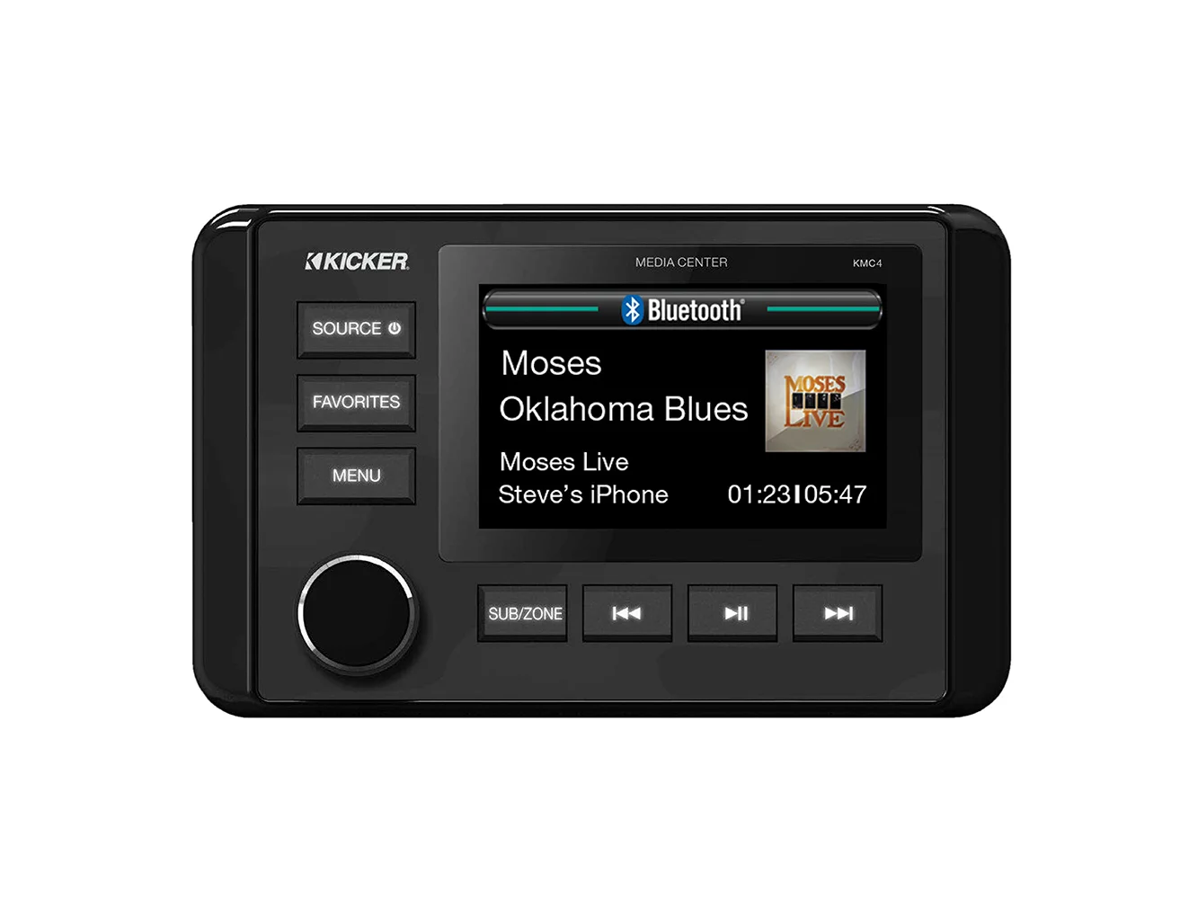 KICKER KMC4 Weather-Resistant Gauge-Style Media Center w/Bluetooth