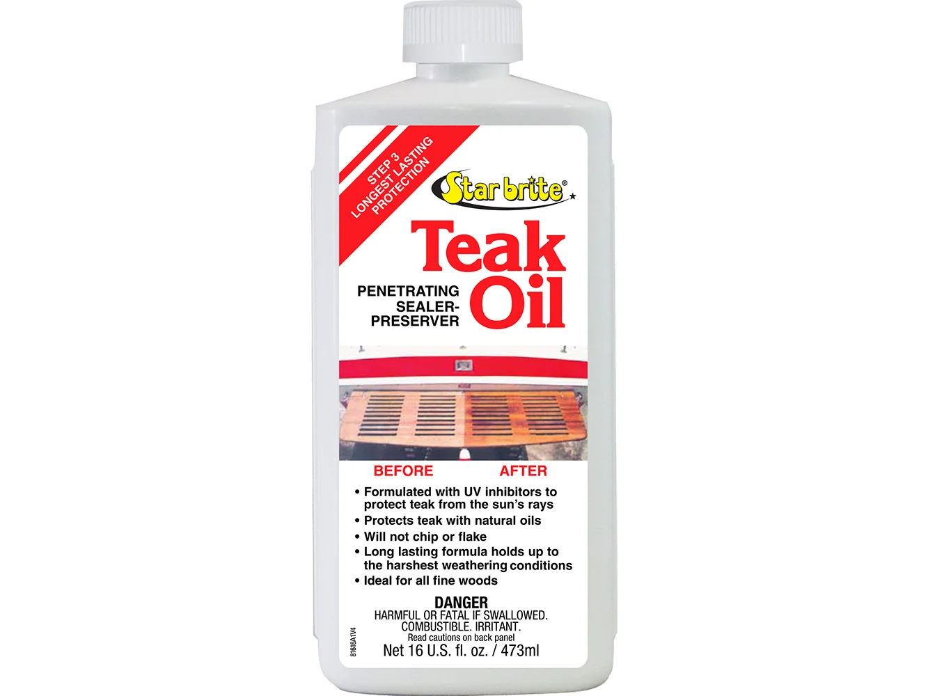 Star brite Teak Oil - Long Lasting, Penetrating, Sealer, & Preserver w/UV Inhibitors - 16 oz