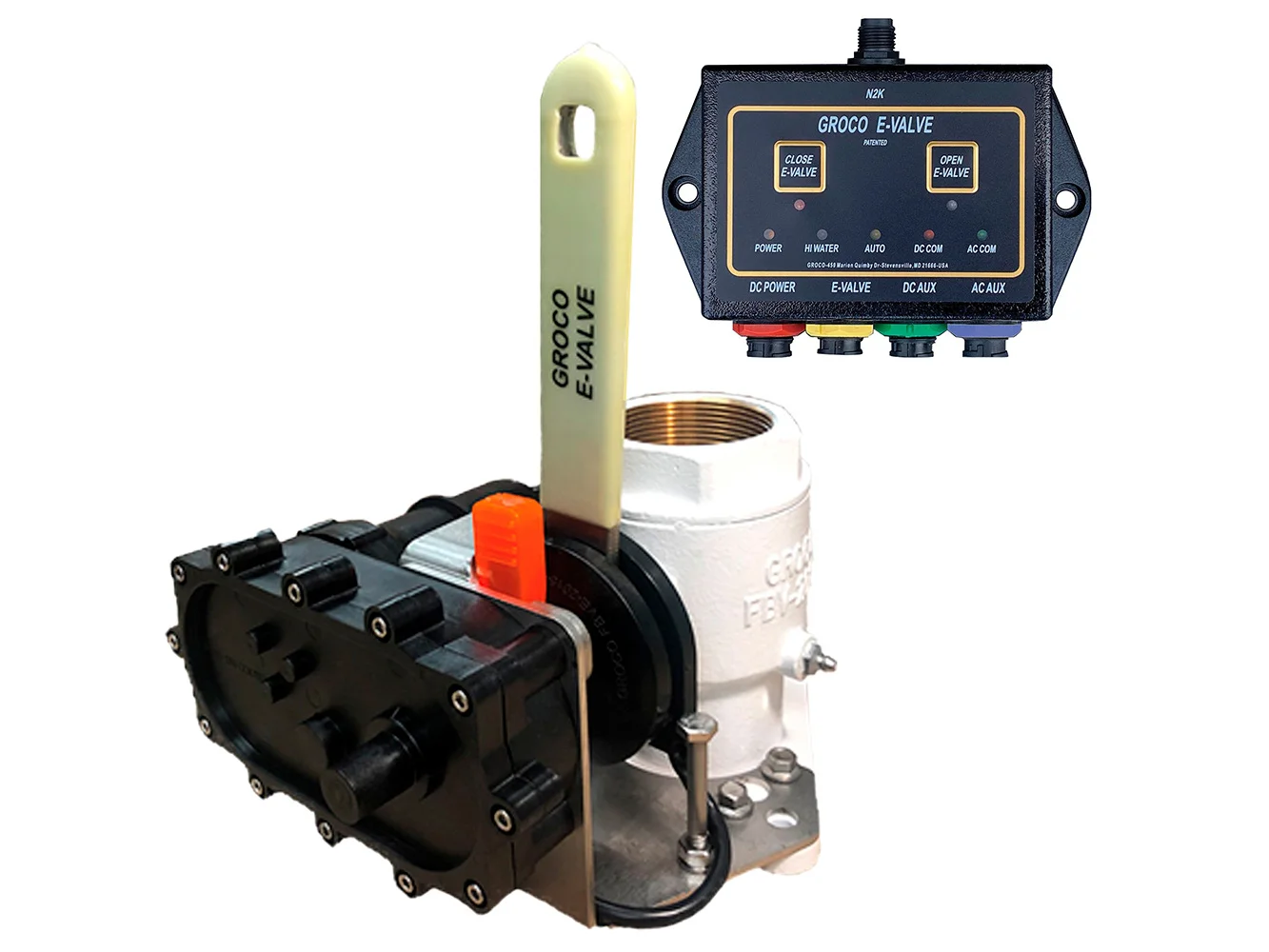 GROCO 1-1/4" E- Valve Kit - Bronze Electric Flanged Seacock - 24V