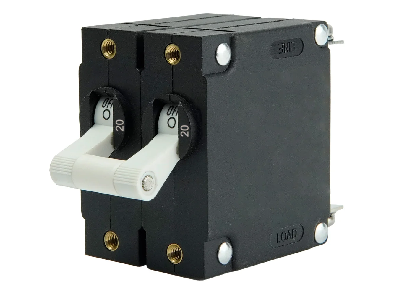 Egis A Series White Toggle Panel Mount Circuit Breaker - Dual Pole 20A