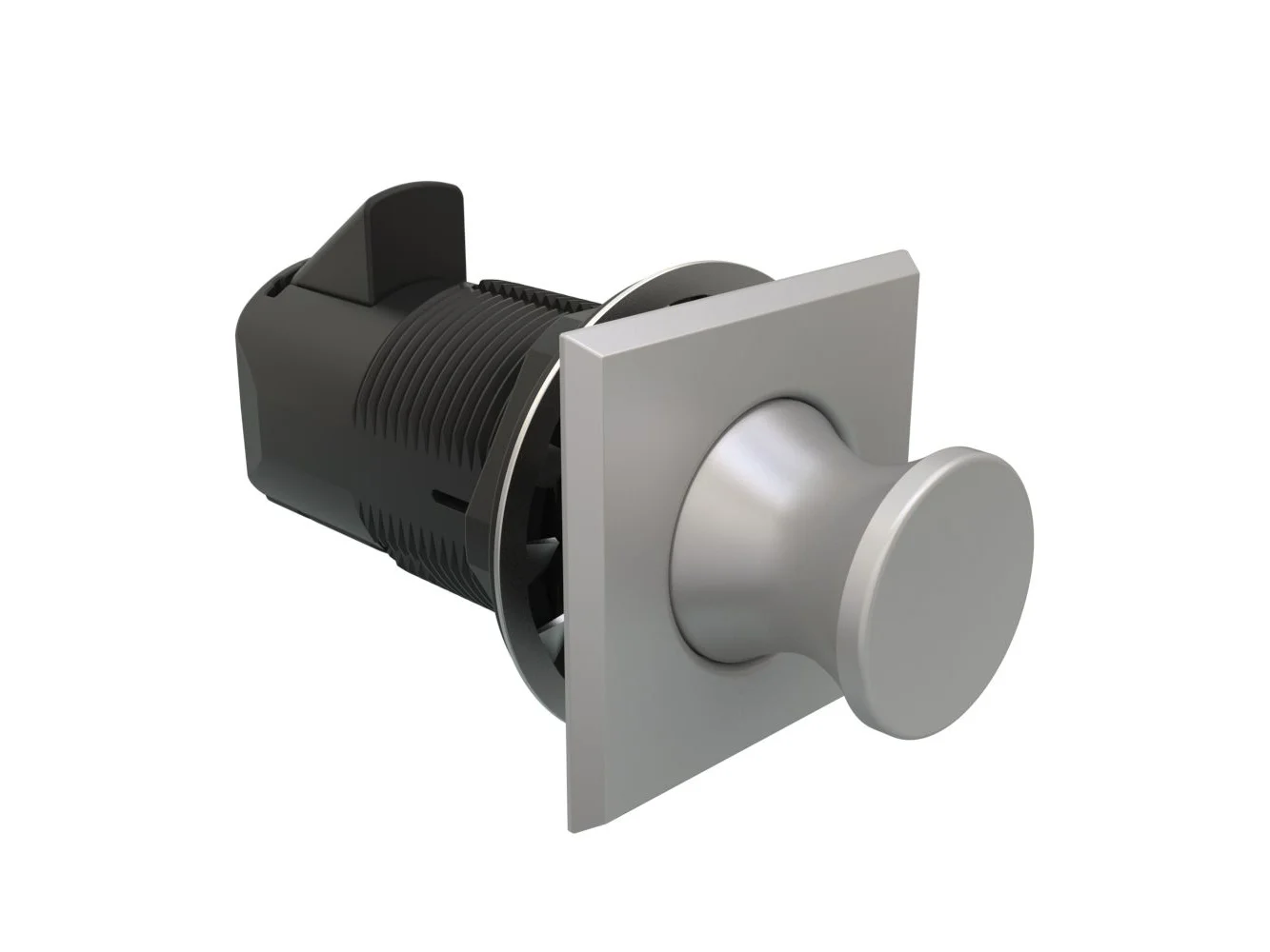 Southco Push-To-Close Latch - Square Housing - Satin Housing - Satin Knob