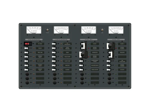 Blue Sea 8086 AC 3 Sources +12 Positions/DC Main +19 Position Toggle Circuit Breaker Panel - White Switches - Image 2