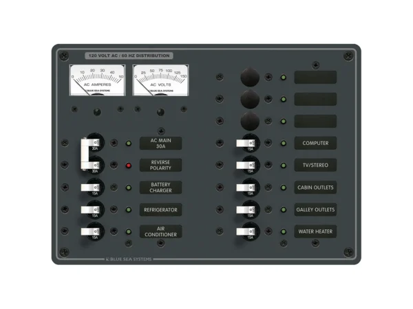Blue Sea 8076 AC Main +11 Positions Toggle Circuit Breaker Panel - White Switches - Image 2
