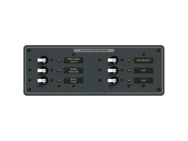 Blue Sea 8096 DC 6 Position Toggle Branch Circuit Breaker Panel - White Switches - Image 2