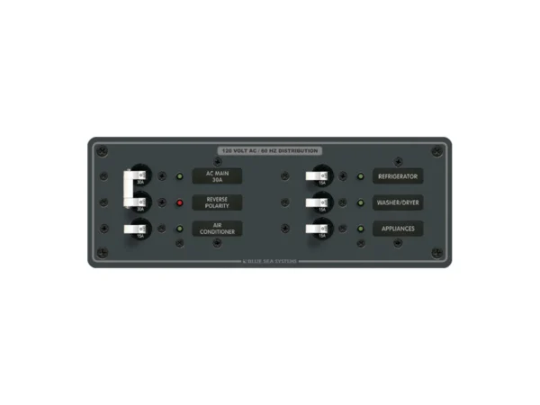 Blue Sea 8099 AC Main +4 Positions Toggle Circuit Breaker Panel  (White Switches) - Image 2