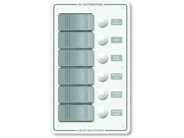 Blue Sea 8273 Water Resistant Panel - 6 Position - White - Vertical - Image 2
