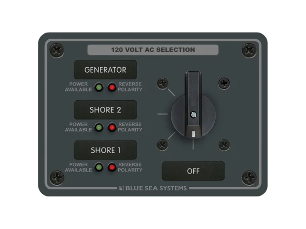 Blue Sea 8366 AC Rotary Switch Panel 30 Ampere 3 Positions + OFF, 2 Pole - Image 2