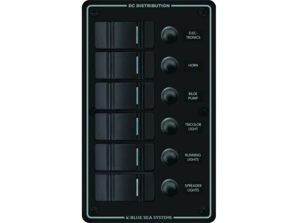 Blue Sea 8373 Water Resistant 6 Position - Black - Vertical Mount Panel - Image 2