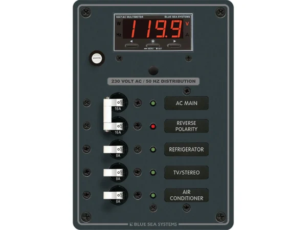 Blue Sea 8505 AC Main + Branch A-Series Toggle Circuit Breaker Panel (230V) - Main + 3 Position - Image 2