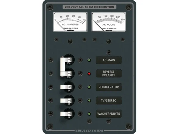 Blue Sea 8509 AC Main + Branch A-Series Toggle Circuit Breaker Panel (230V) - Main + 3 Position - Image 2