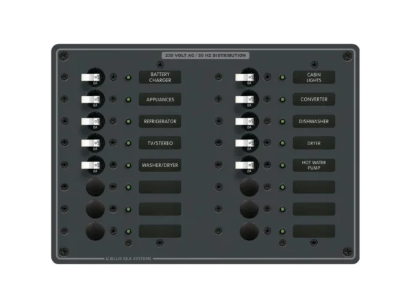 Blue Sea 8561 AC 16 Position 230v (European) Breaker Panel (White Switches) - Image 2