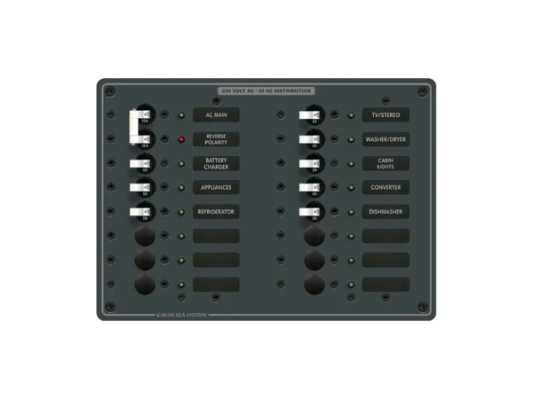 Blue Sea 8564 Breaker Panel - AC Main + 14 Positions (European) - White - Image 2
