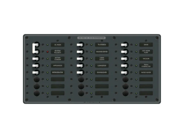 Blue Sea 8565 Breaker Panel - AC Main + 22 Positions (European) - White - Image 2