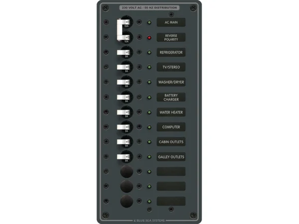 Blue Sea 8585 Breaker Panel - AC Main + 11 Positions (European) - White - Image 2