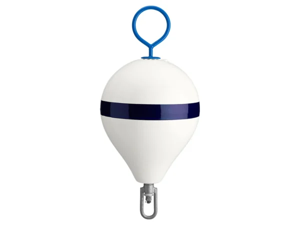 Polyform 13.5" CM Mooring Buoy w/Galvanized Iron - White Blue Stripe - Image 2