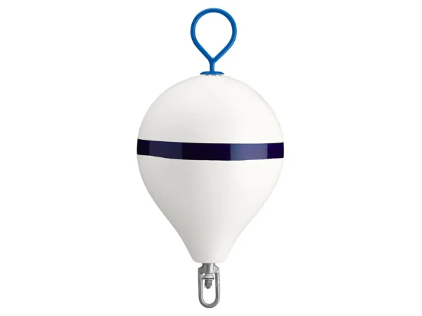 Polyform 17" CM Mooring Buoy w/Galvanized Iron - White Blue Stripe - Image 2