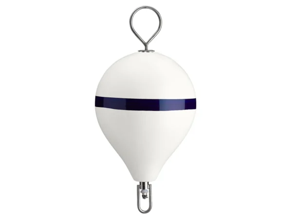 Polyform 17" CM Mooring Buoy w/SS Iron - White Blue Stripe - Image 2