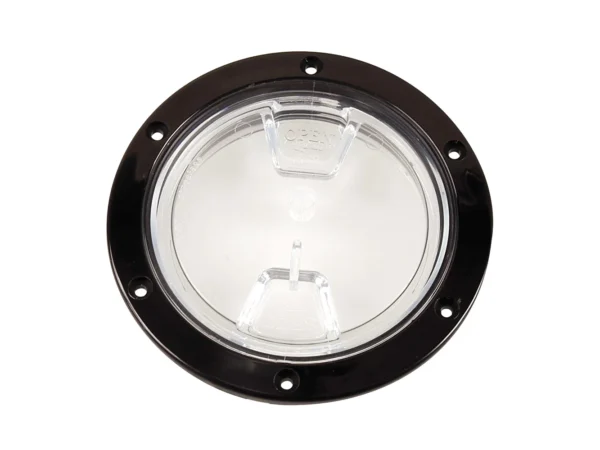 Beckson 4" Clear Center Screw Out Deck Plate - Black - Image 2