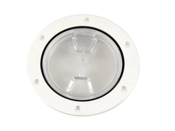 Beckson 4" Clear Center Screw-Out Deck Plate - White - Image 2