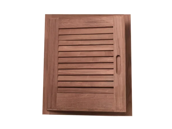 Whitecap Teak Louvered Door & Frame - Left Hand - 15" x 15" - Image 2
