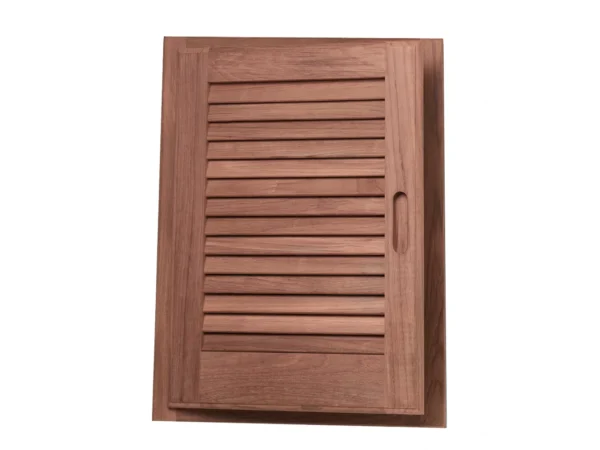 Whitecap Teak Louvered Door & Frame - Left Hand - 15" x 20" - Image 2