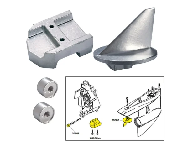 Tecnoseal Anode Kit w/Hardware - Mercury Alpha 1 Gen 1 - Zinc - Image 2