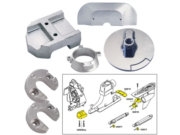 Tecnoseal Anode Kit w/Hardware - Mercury Alpha 1 Gen 2 - Zinc - Image 2