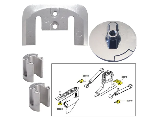 Tecnoseal Anode Kit w/Hardware - Mercury Bravo 2-3 up to 2003 - Magnesium - Image 2